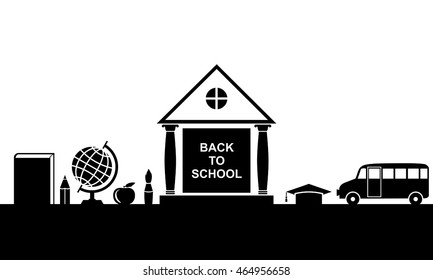 Vector illustrations of back to school horizontal greeting banner