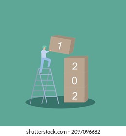 vector illustrations background finished 2021 with a great achievement to start new year with new target. vector illustrations background shown 2021 has been finished