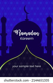 vector , illustrations background ramdan kareem blue pattern