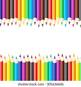 Vector illustrations of background of set of multicolor pencils