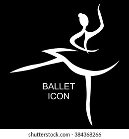 Vector illustrations of ballet icon on black background