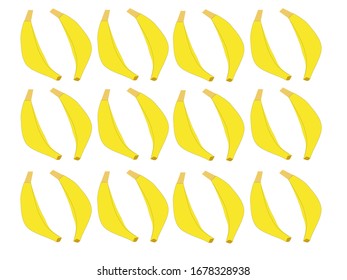 Vector. Illustrations. Bananas in a row. Healthy fresh fruit. The exotic fruit. Banana.