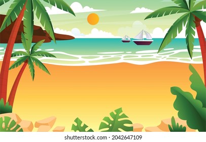 Vector illustrations for beach, sand, and natural scenery  