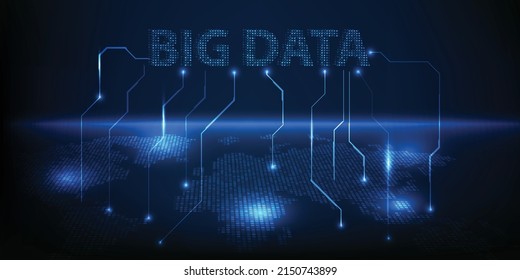 Vector illustrations of big data and data communications innovation technology.Digital futuristic concepts.