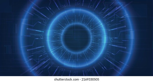 Vector Illustrations Of Blue Digital Techno Radius Or Digital Tunnel Speed Warp Futuristic Technology Artwork For Game And Advertising.