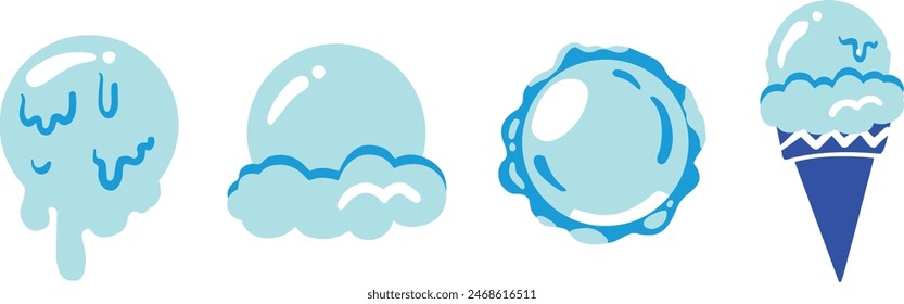 Ilustraciones vectoriales de helado azul