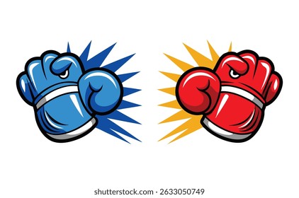 Vector illustrations boxing gloves clash