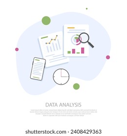 Vector illustrations for business analysis, market research, product testing, data analysis.