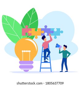 Vector illustrations, business concepts for teamwork, looking for new solutions, entrepreneurs gathering to share ideas to improve their business.