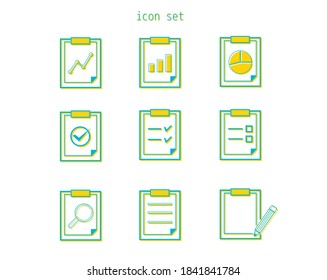 Vector illustrations of business documents, statistics, graphs, stationery , Clipboard