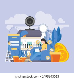 Vector illustrations of business graphics, the company is engaged in the joint construction and career growth.