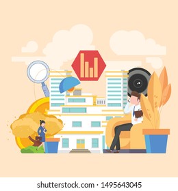 Vector illustrations of business graphics, the company is engaged in the joint construction and career growth.