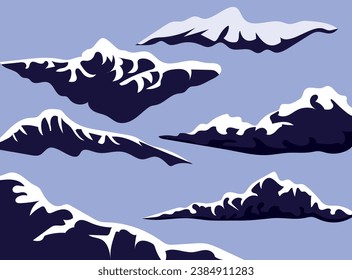 Las ilustraciones vectoriales se pueden utilizar como imágenes de montañas o nubes con colores que se pueden ajustar a sus deseos