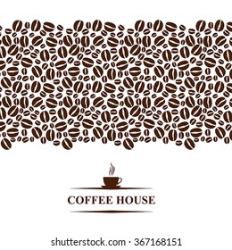 Vector illustrations of card with coffee beans ornament