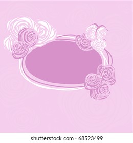 The vector illustrations of a card with frame and roses