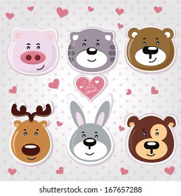 Vector illustrations of cartoon animals on the background