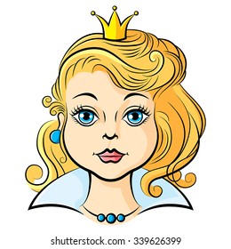 Vector illustrations of cartoon portrait princess girl
