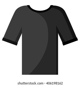 Vector illustrations of cartoon t-shirt icon isolated on white background. Black t-shirt 