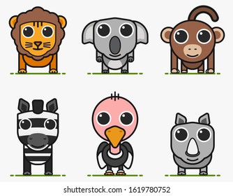 vector illustrations of cartoon wild animals series 2