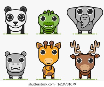 vector illustrations of cartoon wild animals series 1