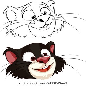 Vector illustrations of a cat with two emotions.
