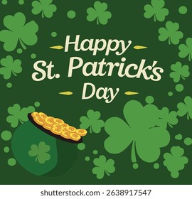 vector illustrations celebrating St. Patrick's Day. Features leprechauns, shamrocks, pots of gold, rainbows. Ideal for cards, social media posts, or festive decorations.