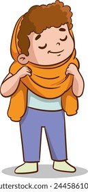 vector illustrations of children wearing clothes .children changing dresses and trousers.