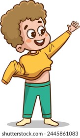  vector illustrations of children wearing clothes .children changing dresses and trousers.