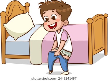  vector illustrations of children wearing clothes .children changing dresses and trousers.