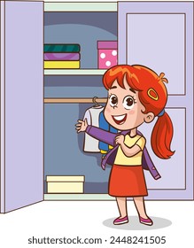  vector illustrations of children wearing clothes .children changing dresses and trousers.