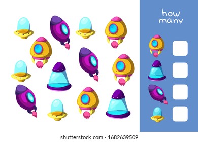 Vector illustrations for children's books. Counting. Game for Preschool Children. Educational a mathematical game. Educational game for children.