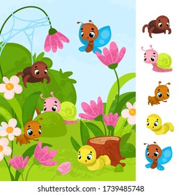 Ilustraciones vectoriales para libros infantiles. Juego para niños de preescolar. Juego educativo para niños.