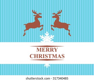 Vector illustrations of Christmas card decorated pair of reindeer