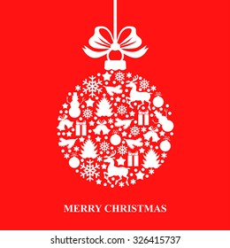 Vector illustrations of Christmas card with decorative ball