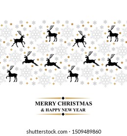 Vector illustrations of Christmas card with deer and snowflakes