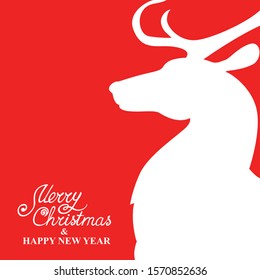 Vector illustrations of Christmas card with deer portrait