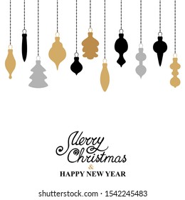 Vector illustrations of Christmas card with hanging decorations