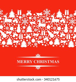 Vector illustrations of Christmas card with silhouette different baubles