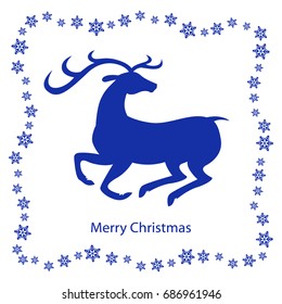 Vector illustrations of Christmas congratulation banner with snowflakes and deer
