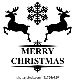 Vector illustrations of Christmas congratulatory symbol reindeer and snowflakes