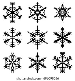 Vector illustrations of Christmas decorative  snowflakes set