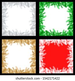 Vector illustrations of Christmas frame made of fir branches set