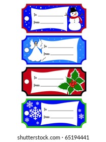 Vector Illustrations of Christmas Gift Tags