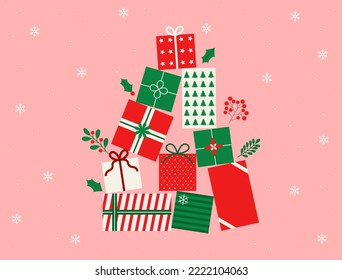 Ilustraciones vectoriales de regalos de Navidad.