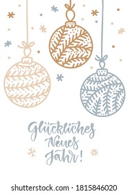 Vector illustrations of Christmas gold, silver snowflakes and ball card on white background vertical design