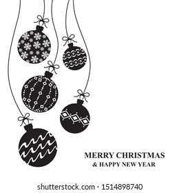 Vector illustrations of Christmas greeting card with decorative balls
