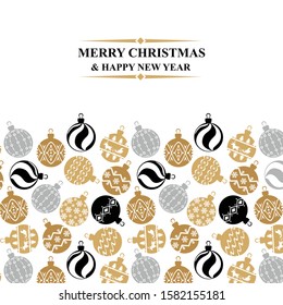 Vector illustrations of Christmas greeting card decorated with balls on white background