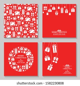 Vector illustrations of Christmas greeting cards with gifts set