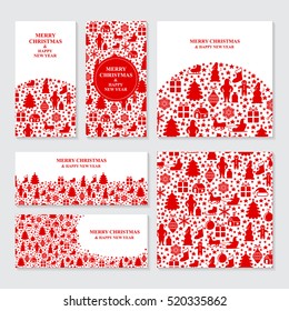 Vector illustrations of Christmas red banners set on white background