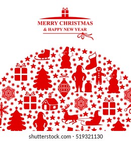 Vector illustrations of Christmas red card isolated on white background